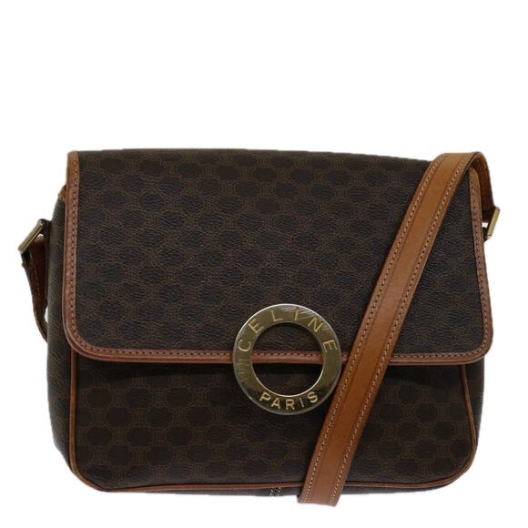 CELINE Macadam Canvas Shoulder Bag Pvc Brown - Picture 1 of 12